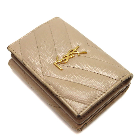 Saint Laurent Handbags - Saint Laurent Tri fold Wallet Beige Leather
